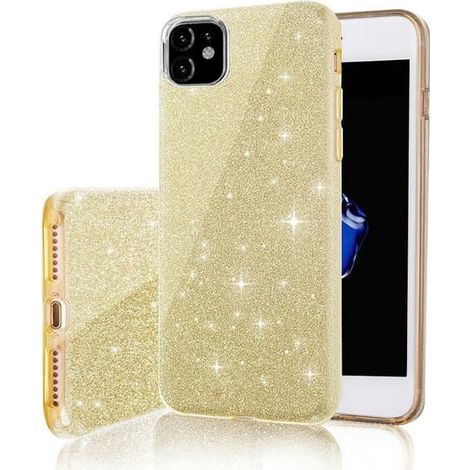 iPhone 15 - Coque souple élégante à paillettes 3 en 1 Or