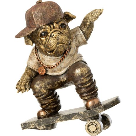 Statuette Bulldog Skateboard "Trendy" 25cm Marron