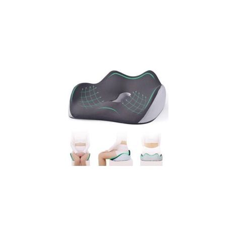 Graues orthopädisches Kissen für langes Sitzen, zur Entlastung von Steißbein und Druckstellen, ergonomischer, hochdichter Schaumstoff (1/5)