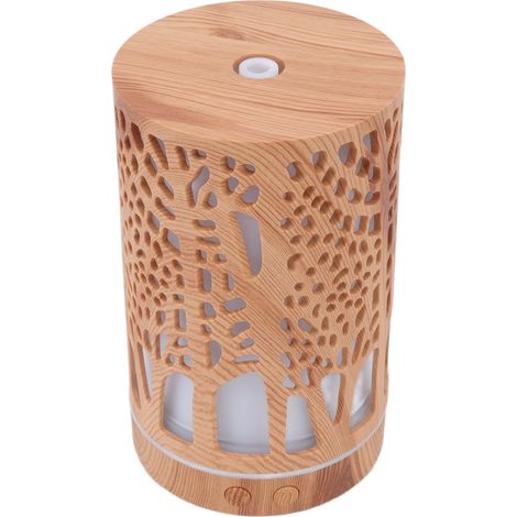 Humidificateur d'arômes avec télécommande, diffuseur d'huiles essentielles aspect bois, 7 couleurs LED, 200 ml, prise UE 100-240 V