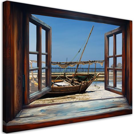 Tableau déco Fenêtre Vue de la mer 90x60 (1/5)