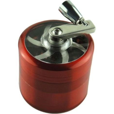 40-mm-Gewürzmühle mit vierstufiger Handbedienung aus Zinklegierung mit roter Kurbel (1/5)