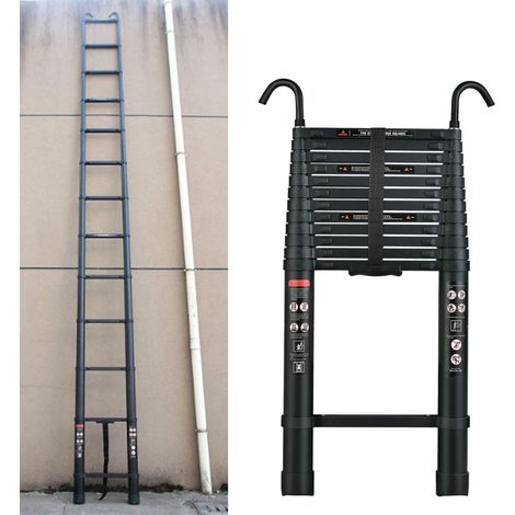 16ft Alu Teleskopleiter Stehleiter Anlegeleiter Multifunktionsleiter  2x Haken