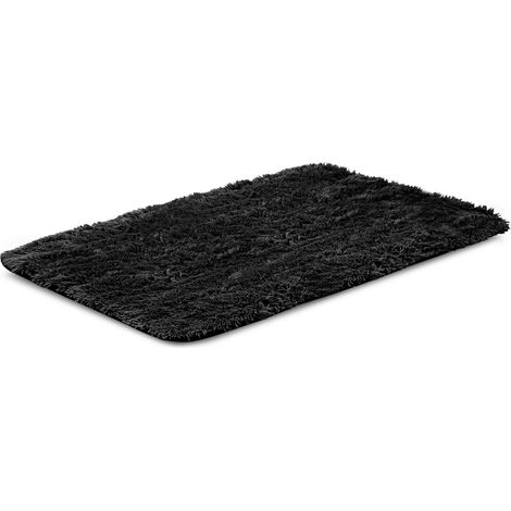 Rutschfester Hochflorteppich 80x120 cm Schwarz