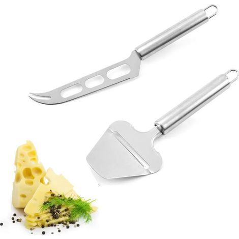 Ensemble de 2 couteaux de cuisine professionnels en acier inoxydable : couteau de chef, couteau à fromage professionnel pour fromages à pâte molle et semi-dure (1/5)