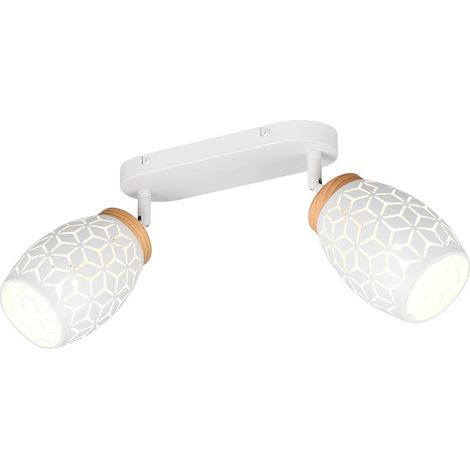 Trio LED-Deckenlampe 2er Spot Bidar 27 x 28 cm weiß matt/natur (1/3)