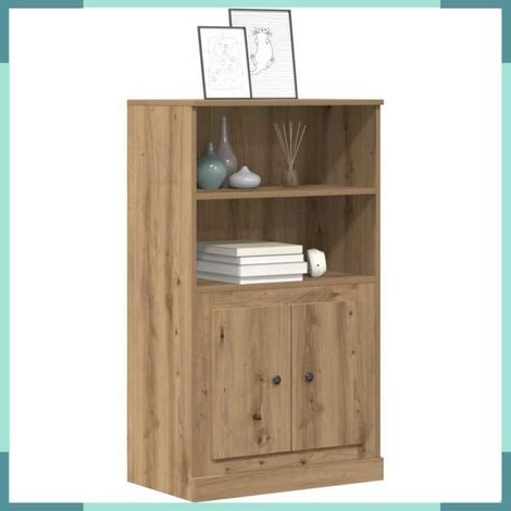 857148 Buffet haut chêne artisanal 60x35,5x103,5 cm bois d'ingénierie (1/5)
