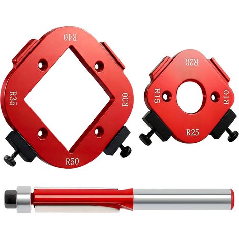 Gabarit Defonceuse a Bois pour Coins Ronds, Radius Jig Lot avec Gabarit de Rayon d'Angle et Fraise, Kit Gabarits pour Projets Bois DIY (1/5)