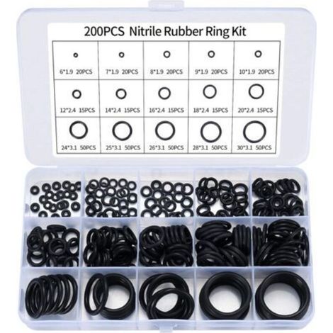 Assortiment de 200 joints toriques en caoutchouc nitrile pour robinet de cuisine, plomberie, joints toriques en caoutchouc (1/4)