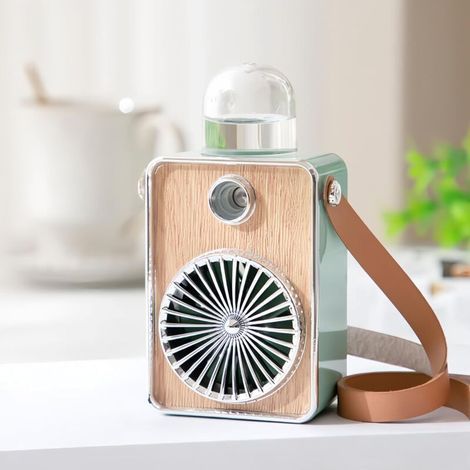 Ventilateur brumisateur portable pour l'extérieur avec cordon en cuir vintage, ventilateur de bureau veilleuse vert (1/5)