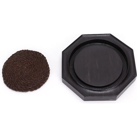 Plateau à thé en bambou, dessous de plat, plateau de service, sous-verre, accessoires de cuisine pour la cérémonie du thé, brun, octogonal (1/5)