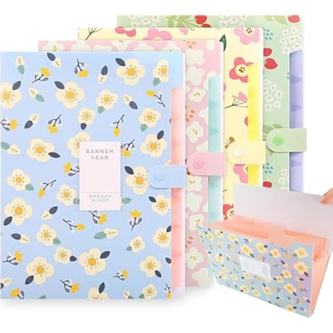 Lot de 4 chemises extensibles A4 à 6 compartiments, organiseur de documents portable, idéal pour le bureau, l'école et la maison. (1/5)