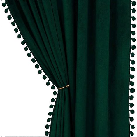 Rideau décoratif en velours vert foncé pour la maison, 1,5 x 1,6 m (1/5)