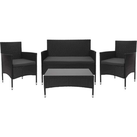Mobili da giardino balcone giardino in polyrattan nero divani poltrone tavolo cuscino grigio scuro 040004212