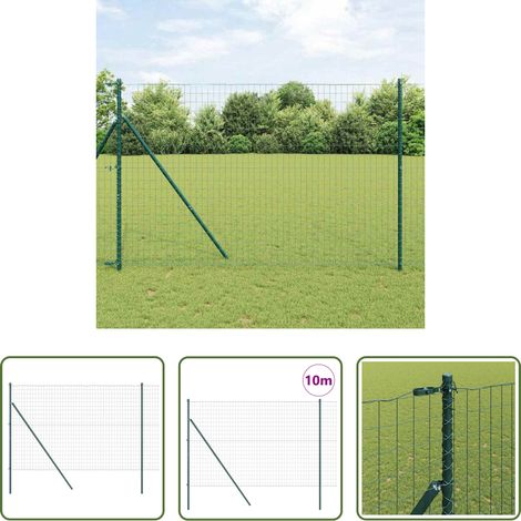 Terrassenzaun - Zaun mit Pfosten Grün 1,6 x 10 m Stahl und PVC (1/5)