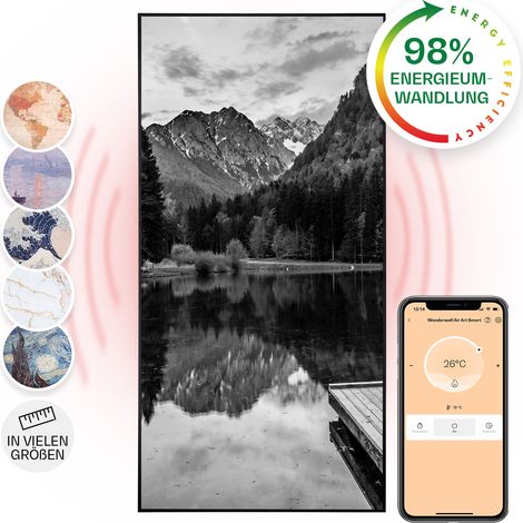 Klarstein Radiateur Infrarouge Mural Intelligent, Chauffage Infrarouge 700W, Panneau Chauffant Infrarouge, APP Mobile, Radiateur Electrique Extra Plat, Salle de Bain, Sans CO2, Faible Conso d'Energie