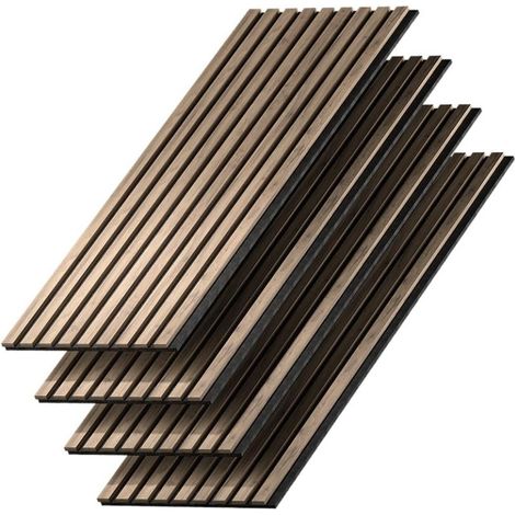 Panneaux Acoustiques Décoratifs en MDF – Lot de 4, Noyer, 240x60cm (1/5)