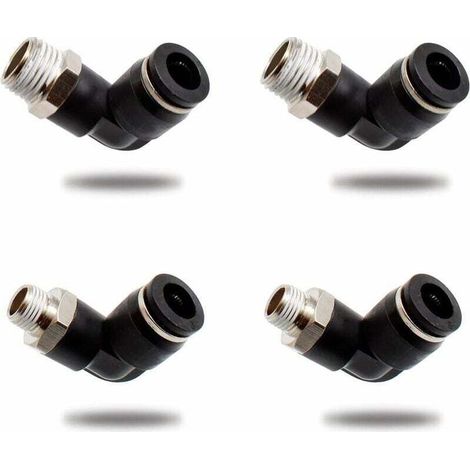 YMYNY 4 Pièces Raccord Pneumatique, Deux Modèles Différents (8MM × 1/4" et 8MM × 1/8") Connecteurs Pneumatiques à Filetage Mâle, Noir (1/4)