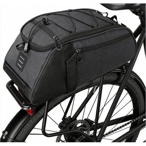Bolsa de hombro para eje trasero - Tejido de poliéster impermeable + Correa de hombro ajustable - 1 pieza - Ciclismo/Aire libre, color negro