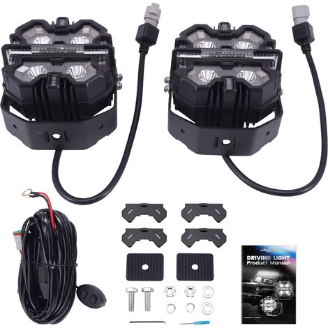 Feux de route LED carrés 5 pouces 212W, faisceau spot latéral RVB ambre et blanc (1/5)