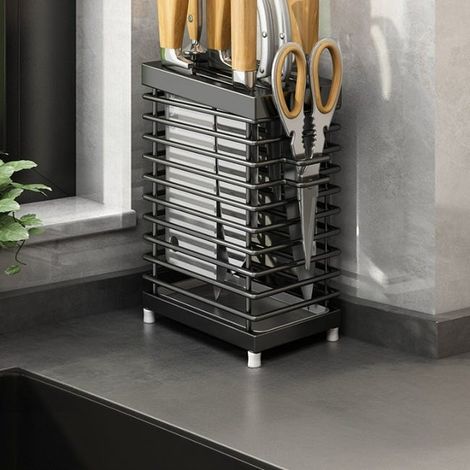 Porte-couteaux en acier inoxydable 304 Stockage sur le comptoir de la cuisine noir 14.89.722.5 cm