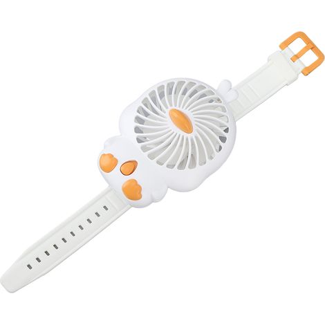 Montre-vent miniature avec bracelet confortable, rechargeable par USB, en forme de canard mignon, idéale pour les enfants, à utiliser à l'intérieur comme à l'extérieur (blanche). (1/5)