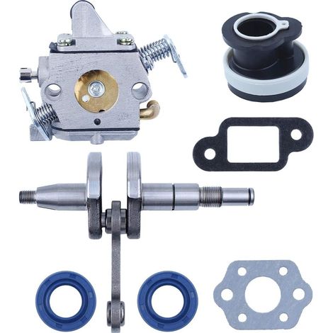 Crankshaft 8MM Pin Carburetor Intake Manifold Oil Seals for STIHL MS170 017 Chainsaw OEM Zama C1Q-S57B w/Carb Muffler Gaskets (1/5)