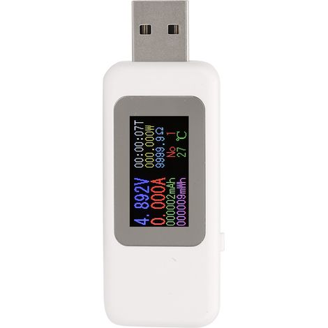 USB-Lasttester mit LCD-Bildschirm, Detektor, Digitalvoltmeter, Amperemeter, DC4-30V-Voltmeter (weiß) (1/5)