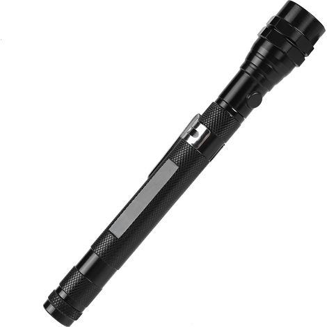 Multifunktionale Mini-LED-Taschenlampe, flexibel, teleskopisch, drehbar, mit magnetischem Ende (Schwarz) (1/5)