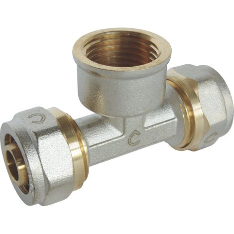 SOMATHERM FOR YOU - / 3773-16-15 - tee di compressione per il tubo multistrato Ø16 - Femmina 15/21 (1/2 '') al centro: Ø16 -F15 / 21-Ø16 (1/3)