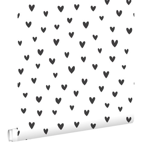 papier peint coeurs noir et blanc - ESTAhome (1/5)