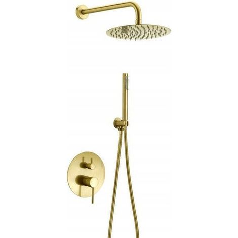 Colonne de douche encastrée Silla, ensemble de douche mécanique en laiton, design moderne, Doré (1/5)