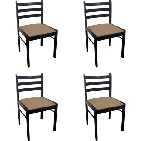 Maison Exclusive - Sedie da Pranzo 4 pz Marroni Legno Massello di Hevea e Velluto (1/5)