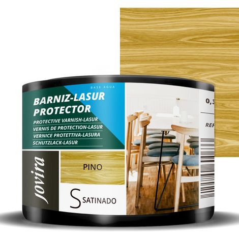 Vernis Lasur Effet Satiné Protector à L'eau. Elle protège, décore et embellit tous les types de bois. 375 Millilitres, Pin (1/5)