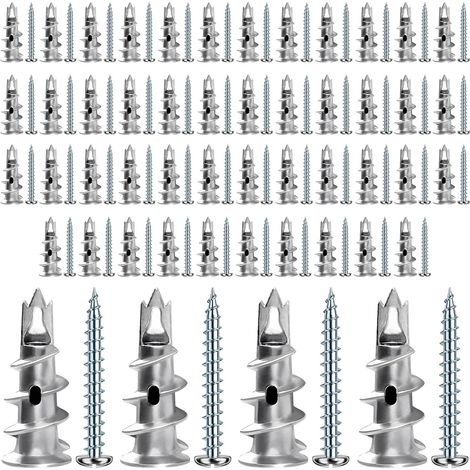 chevilles pour placoplâtre, 50 chevilles métalliques pour placoplâtre autoperceuses avec 50 vis, chevilles métalliques Pour la fixation sur le béton, les briques, les cloisons sèches (1/5)