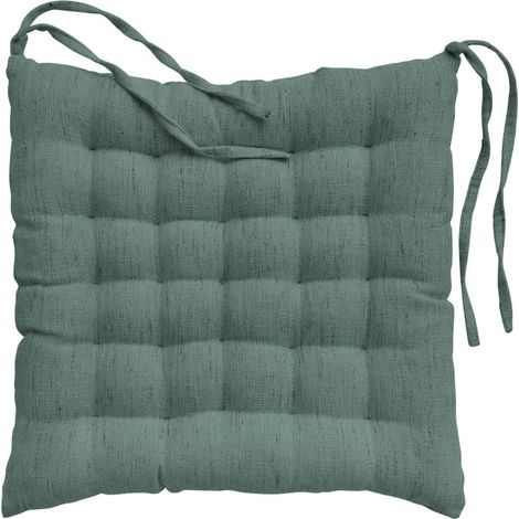 Assise matelassée NANDO – 38 x 38 cm – Effet lin tissé – Cèdre - 38cm - Cèdre
