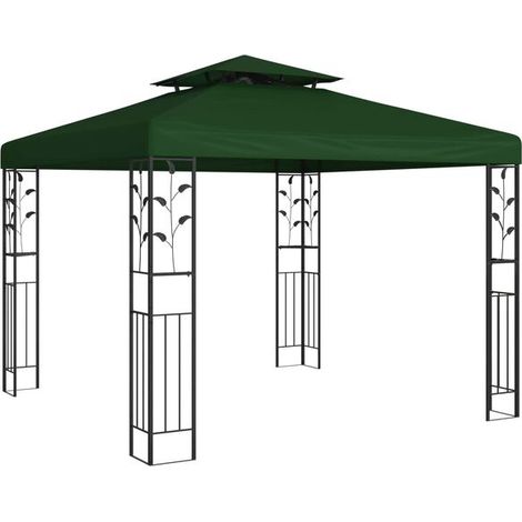 Le kiosque mesure 3 x 3 x 2,68 mètres et est construit en polyester vert et en acier. (1/5)