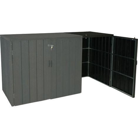 Modulo aggiuntivo per copribidoni box spazzatura rifiuti HHG-019 Premium 88x69x116cm acciaio WPC antracite