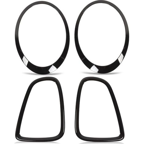2 Phares Avant et 2 Phares Arrière Cadre de Feu Arrière Garnitures de Protection Noir Brillant de Remplacement pour Mini R56 R57 R58 R59 S JCW 2007‑2015 (1/5)
