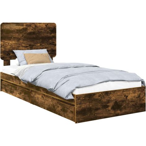 Letto con Contenitore Rovere fumé 75 x 190 cm Legno multistrato vidaXL