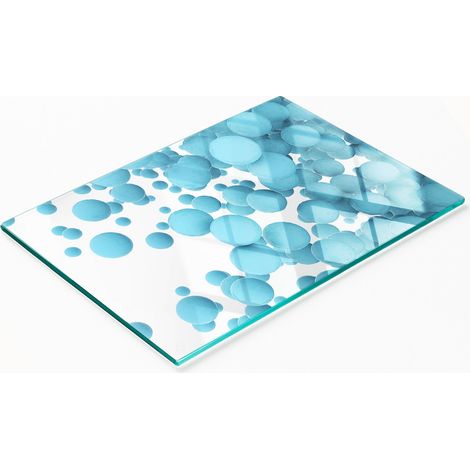 Tabla de servir de cristal para cocina con gráficos abstractos de esferas, 80 x 52 cm. (1/5)