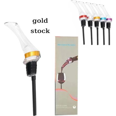(Pack Or) Carafe à vin rouge professionnelle avec filtre, support et aérateur d'air rapide. Idéale pour la maison, la salle à manger et le bar. (1/5)
