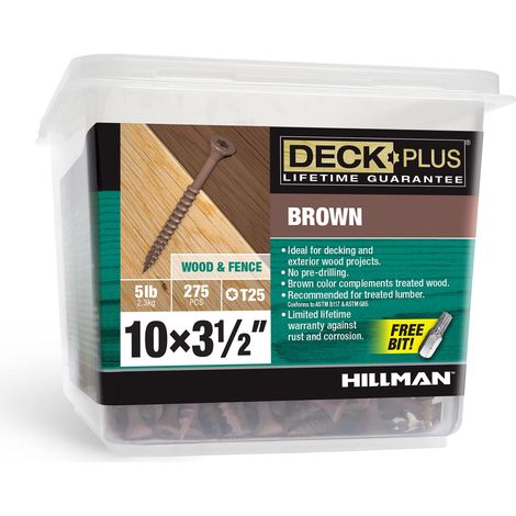 Lot de 365 vis pour bois et clôture d'extérieur revêtues d'époxy de 6,3 cm x 6,3 cm avec filetage grossier, vis de terrasse résistantes à la rouille, marron, boîte de 2,3 kg, 365 pièces (1/5)