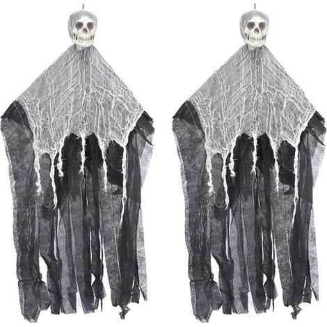 Halloween-Hängefigur: Sensenmann, 2er-Pack hängende Halloween-Skelett-Geister für gruselige Dekorationen, Dark Harvests (1/4)