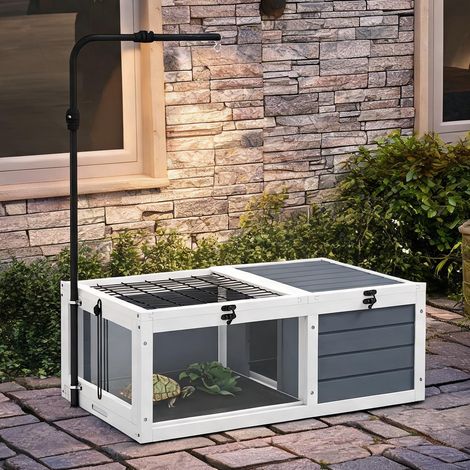 Terrarium gris en bois de sapin 81 x 48 x 31,5 cm (1/5)