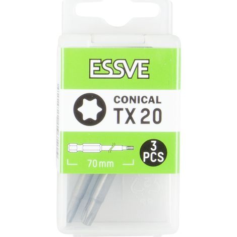 Punte per cacciavite Torx ESSVE TX20 da 70 mm, 3 pezzi (1/2)