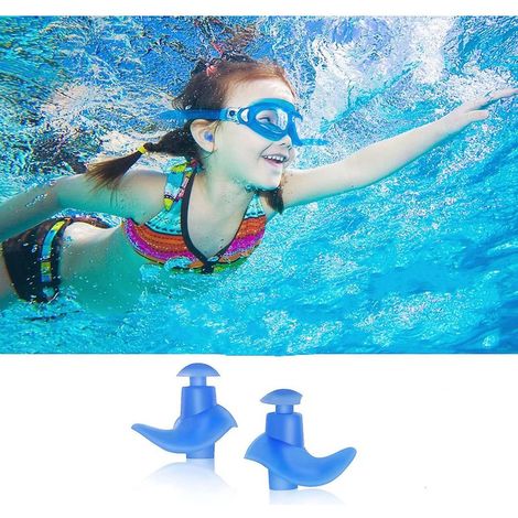 Bouchons d'oreille pour natation enfant, 5 paires en silicone réutilisables, adaptés pour natation, douche, piscine et autres sports aquatiques (1/5)