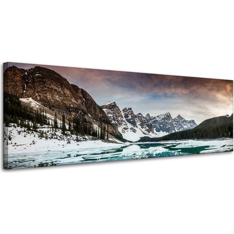 Stampa su tela "Lago in montagna" 120x40 cm