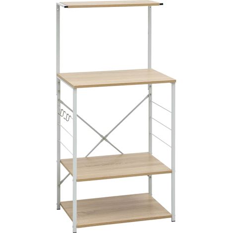 Maison Exclusive - Mobile Microonde Bianco Rovere 60x39,6x123cm Legno Multistrato (1/5)