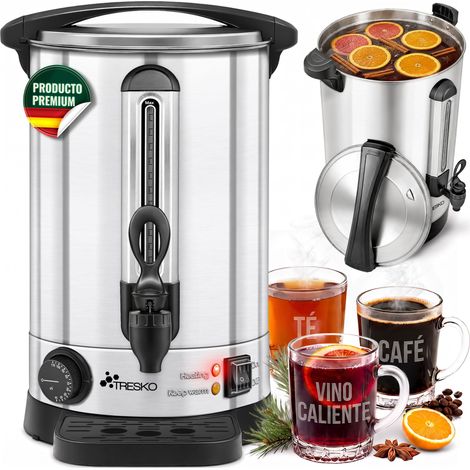 TRESKO 10 L Dispensador de Bebidas Calientes y Frías de Acero Inoxidable Hervidor de Vino, Agua Caliente, Té, Café Caldera de Cocción Automática Olla eléctrica